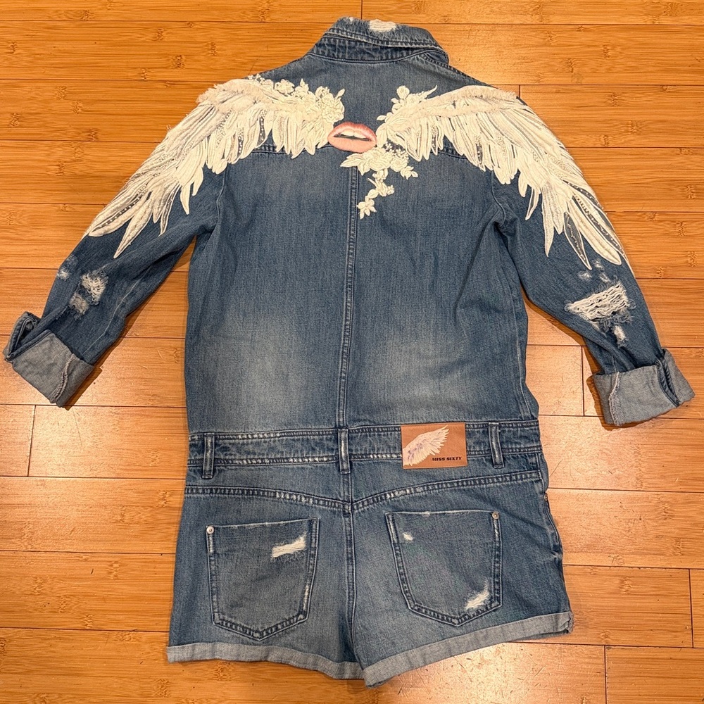 Miss Sixty Angel Collection Playsuit rare Y2K vintage romper embellished Small - Picture 2 of 12